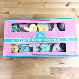 Kurt S Adler Vintage 12‎ Light Happy Easter Set Pastel String Lights TESTED